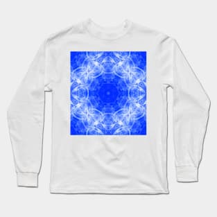 Fractal lace mandala in blue and white Long Sleeve T-Shirt